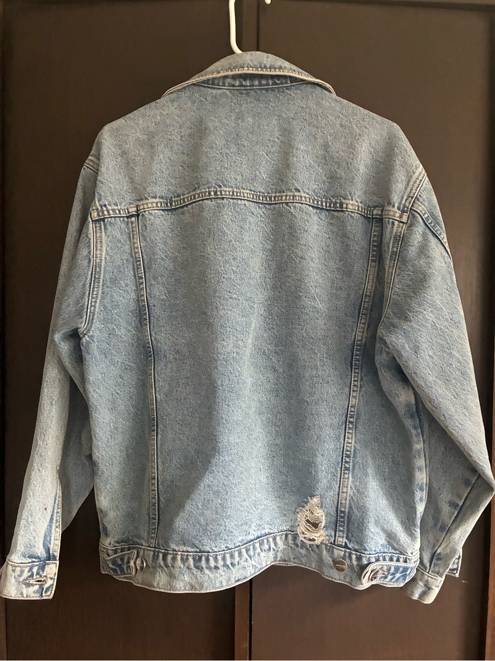 Anine Bing Oversized Distressed Denim Jacket Light Wash Size S - Picture 3 of 6